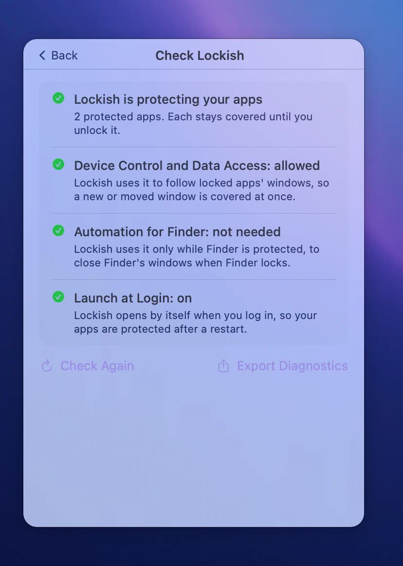 Check Lockish with every line marked as fine