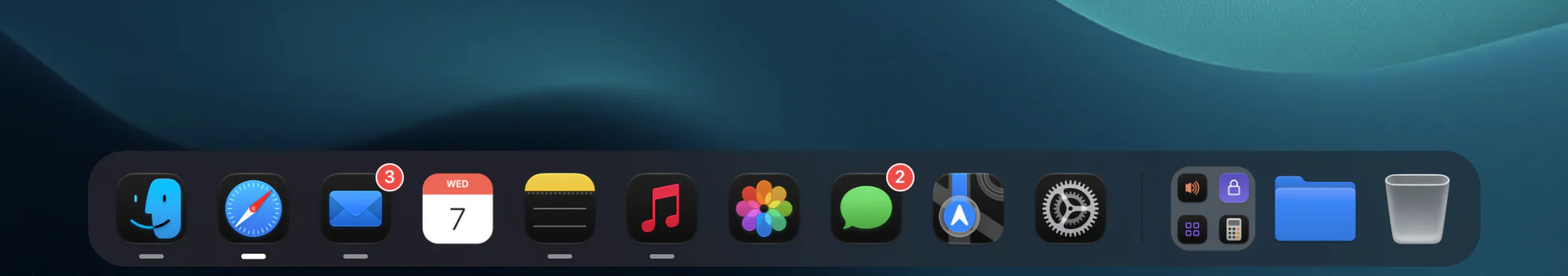 Running apps marked with the line indicator