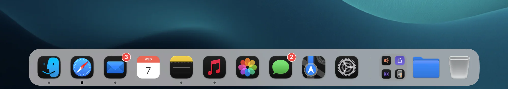The Dockish dock in the light theme